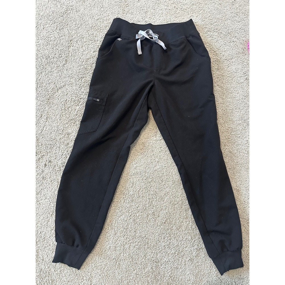 FIGS Zamora Jogger Scrub Pants Black Yoga Waistband Women Small 1000208